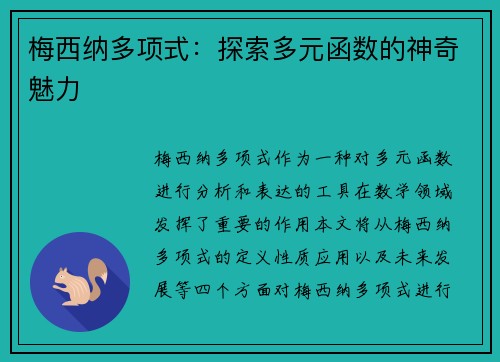 梅西纳多项式：探索多元函数的神奇魅力